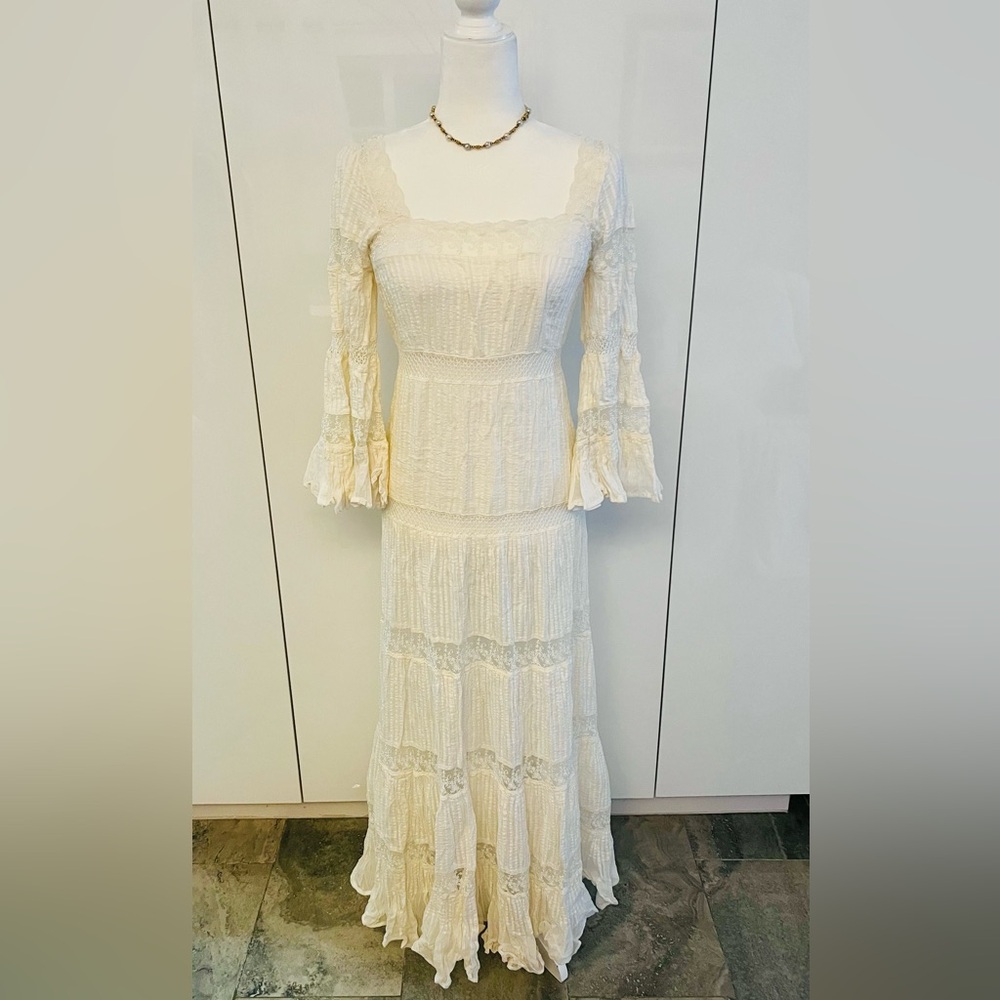 Mes Demoiselles Paris “Havilland” Ivory Lace Maxi Dress EU 38 S-M Boho Romantic - Picture 3 of 16